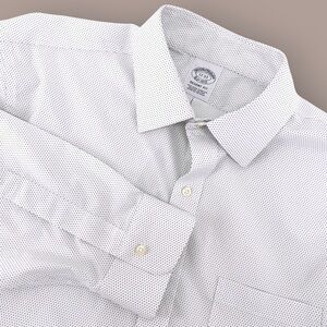 Brooks Brothers Regent Slim Fit Non-Iron Pin Dot Dress Shirt White/Black 17-33
